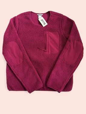 Duluth Trading Co. Raspberry Sherpa Pullover with Zip Chest Pocket